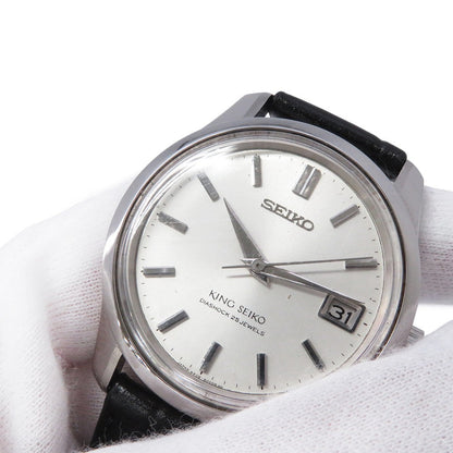 SEIKO King Seiko 44KS Date Medallion W35mm Stainless Steel Gold Plated Leather Silver Dial4402-8000