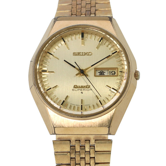 SEIKO Superior Day-Date W37mm Stainless Steel Champagne Gold Dial3883-7000