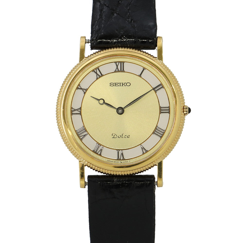 SEIKO Dolce W31mm K18YG Leather Gold Dial8N40-6040