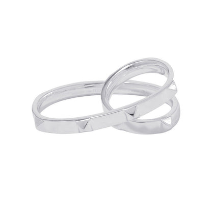 HERMES Crew de H Double Finger Ring Size 52/#12H125631B SV925