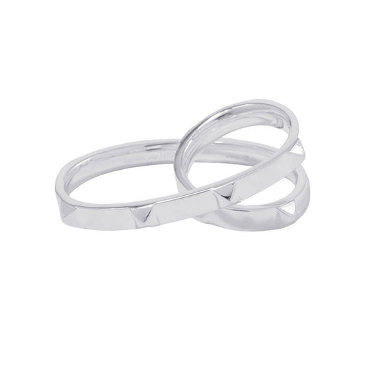 HERMES Crew de H Double Finger Ring Size 52/#12H125631B SV925