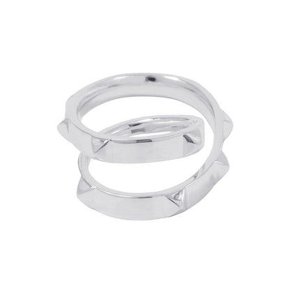 HERMES Crew de H Double Finger Ring Size 52/#12H125631B SV925