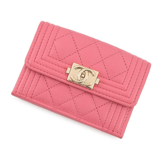CHANEL Boy Chanel Small Flap Wallet PinkA84432 Caviar Leather