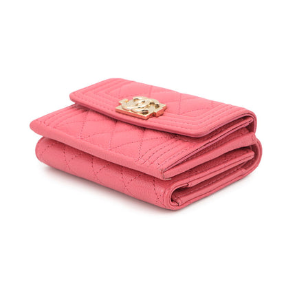 CHANEL Boy Chanel Small Flap Wallet PinkA84432 Caviar Leather