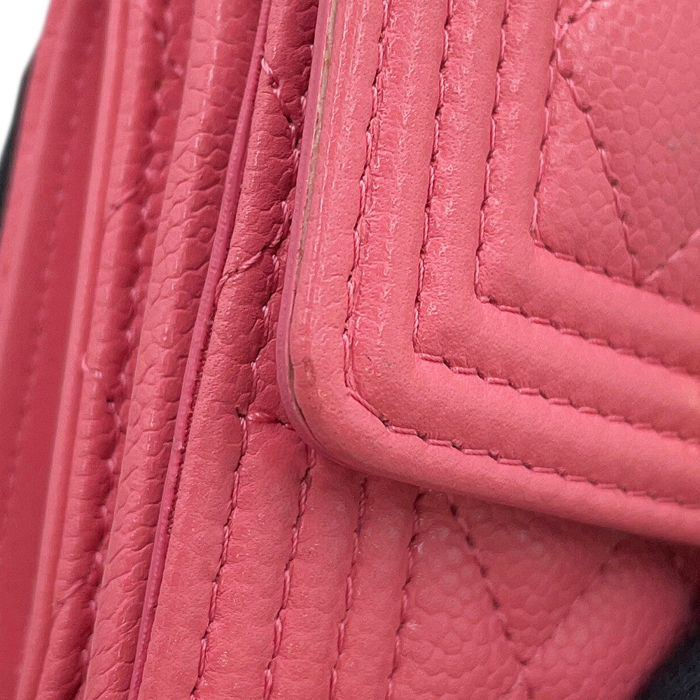 CHANEL Boy Chanel Small Flap Wallet PinkA84432 Caviar Leather
