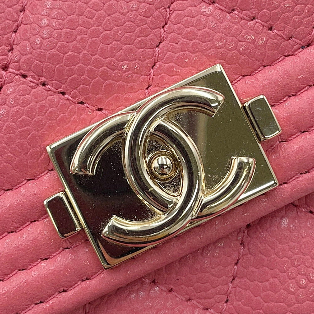 CHANEL Boy Chanel Small Flap Wallet PinkA84432 Caviar Leather