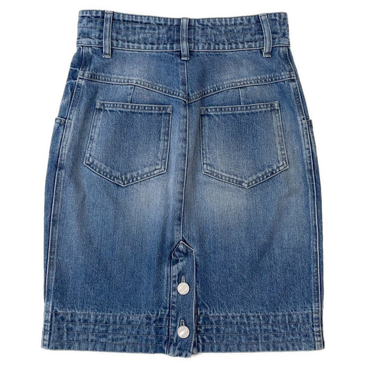 CHANEL Denim CC LogoButton Skirt Size 36 BlueP55976 Cotton100%