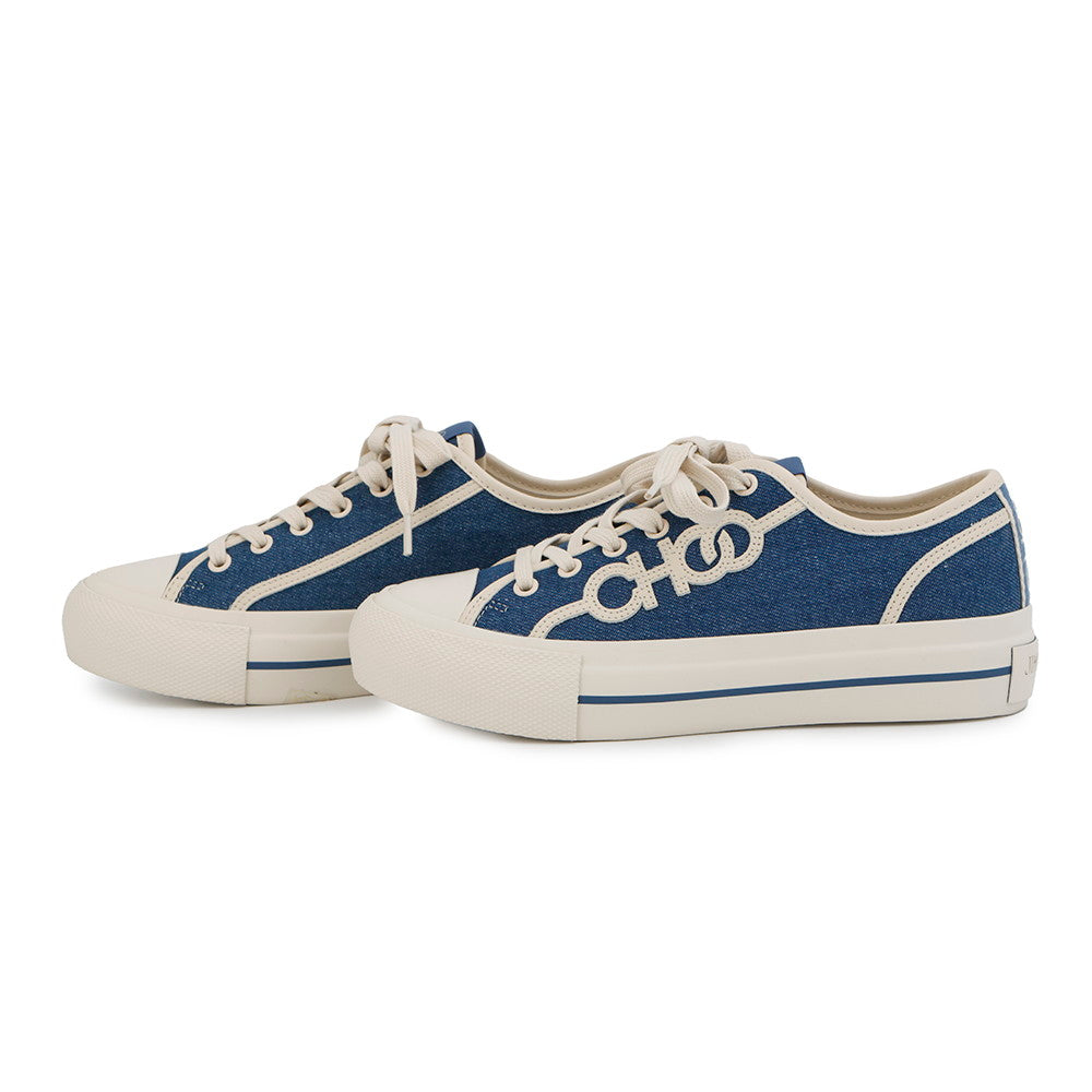 JIMMY CHOO FENIX Sneakers Blue/Ivory Canvas Rubber Size 35
