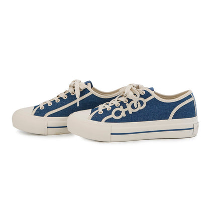 JIMMY CHOO FENIX Sneakers Blue/Ivory Canvas Rubber Size 35
