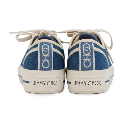 JIMMY CHOO FENIX Sneakers Blue/Ivory Canvas Rubber Size 35
