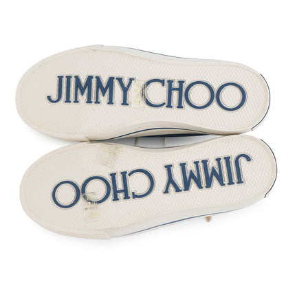JIMMY CHOO FENIX Sneakers Blue/Ivory Canvas Rubber Size 35