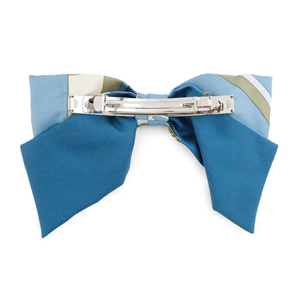 HERMES Grenelle EX-LIBRIS Barrette Blue Shiklad Metal Silk100%
