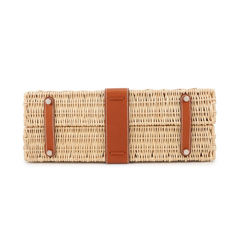 HERMES Kelly Picnic Natural/Fauve Rattan Barenia Leather Size 35