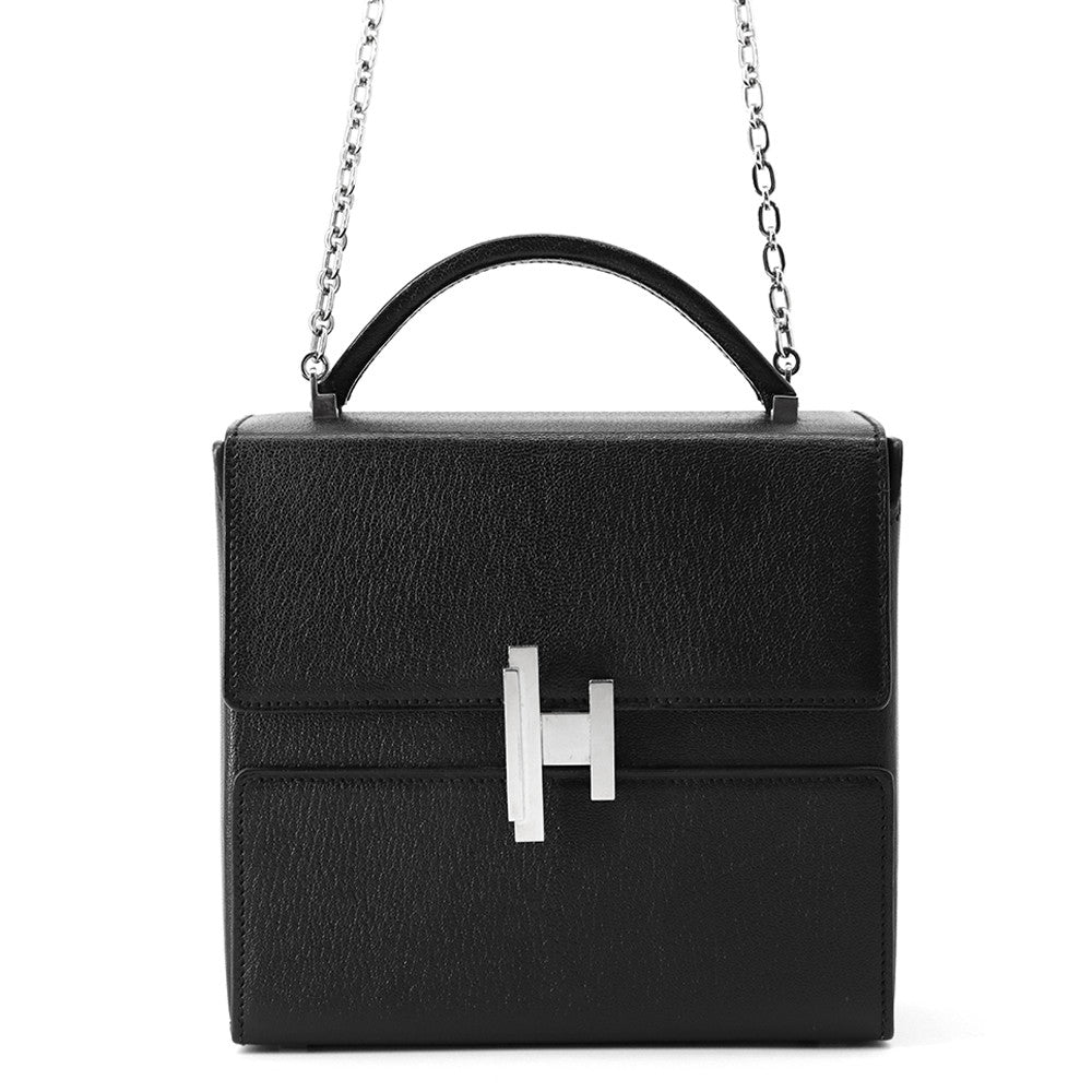 HERMES Cinetic 2way Bag Black Chevre Myzore Goatskin