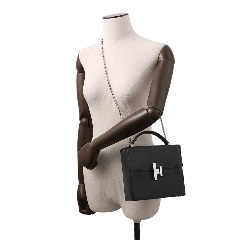 HERMES Cinetic 2way Bag Black Chevre Myzore Goatskin