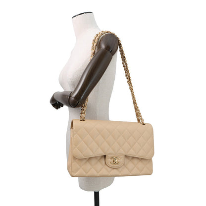CHANEL Matelasse ChainShoulder Bag BeigeA58600 Caviar Leather Size 30