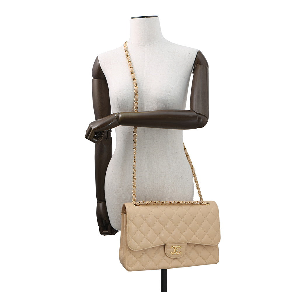CHANEL Matelasse ChainShoulder Bag BeigeA58600 Caviar Leather Size 30