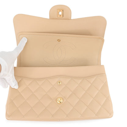 CHANEL Matelasse ChainShoulder Bag BeigeA58600 Caviar Leather Size 30