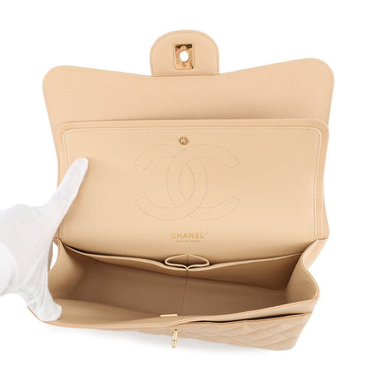 CHANEL Matelasse ChainShoulder Bag BeigeA58600 Caviar Leather Size 30