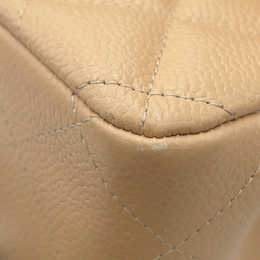 CHANEL Matelasse ChainShoulder Bag BeigeA58600 Caviar Leather Size 30