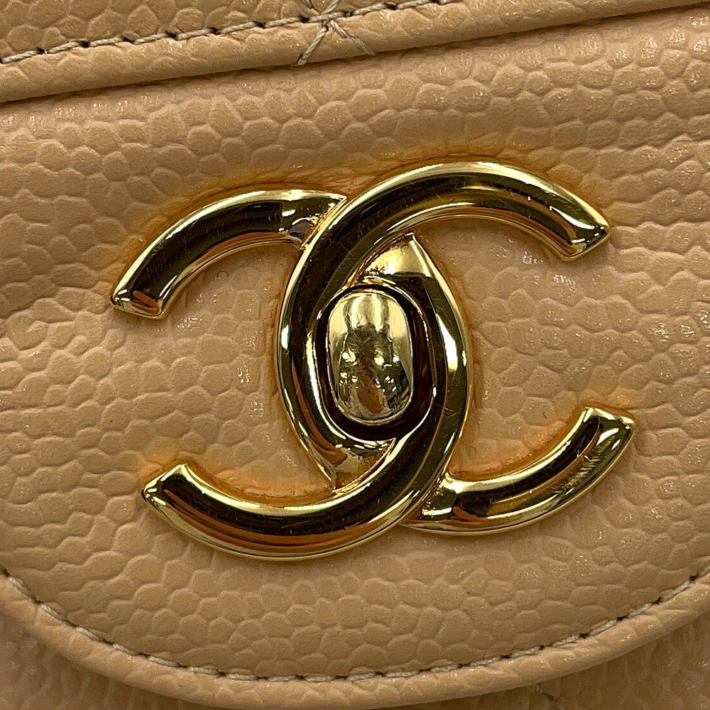 CHANEL Matelasse ChainShoulder Bag BeigeA58600 Caviar Leather Size 30