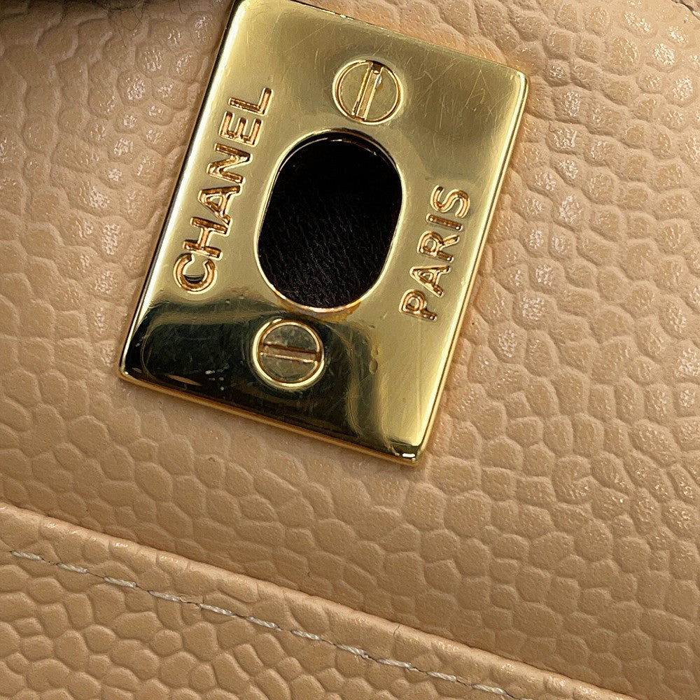 CHANEL Matelasse ChainShoulder Bag BeigeA58600 Caviar Leather Size 30