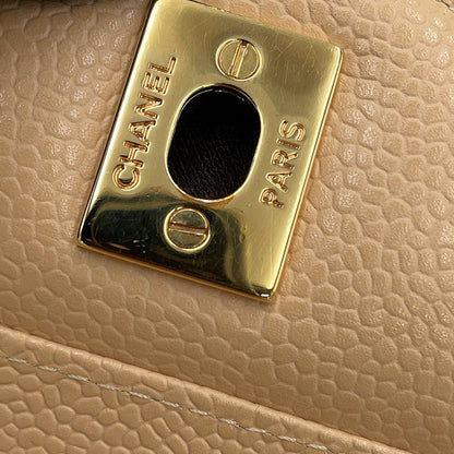 CHANEL Matelasse ChainShoulder Bag BeigeA58600 Caviar Leather Size 30