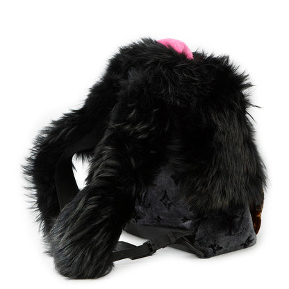 LOUIS VUITTON Automne Hiver 2020 Multi-Fur Backpack NoirM56852 Monogram Fur