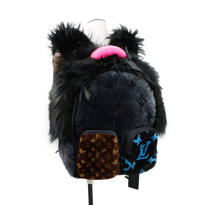 LOUIS VUITTON Automne Hiver 2020 Multi-Fur Backpack NoirM56852 Monogram Fur