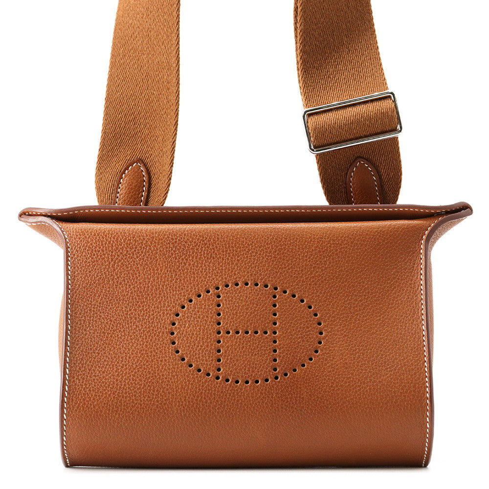 HERMES Videpoches Shoulder Bag Fauve Barenia Leather Fauve
