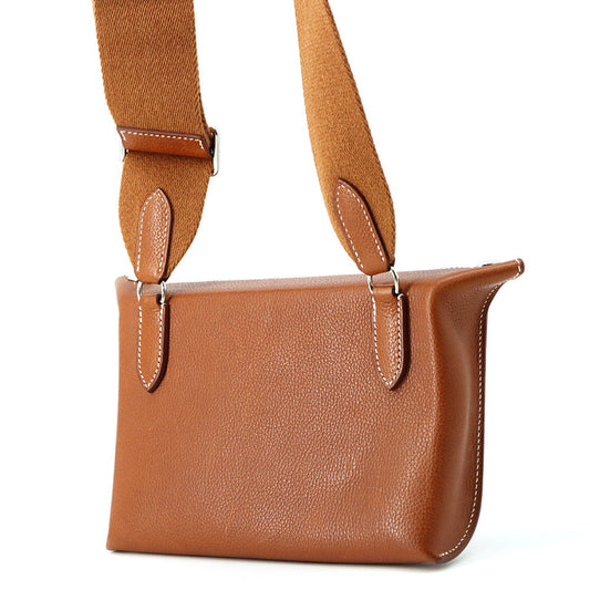 HERMES Videpoches Shoulder Bag Fauve Barenia Leather Fauve