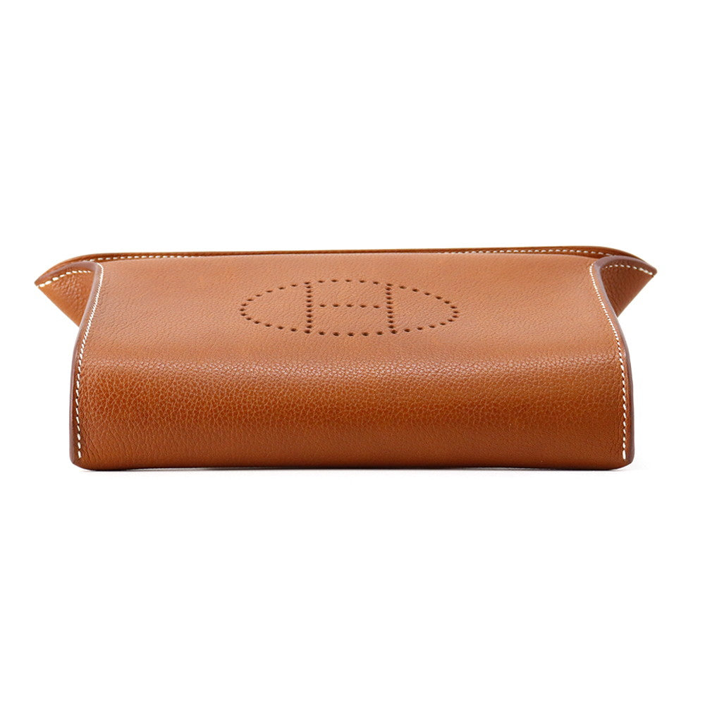 HERMES Videpoches Shoulder Bag Fauve Barenia Leather Fauve