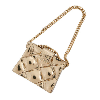 CHANEL Matelasse bag motif brooch Champagne Gold Metal