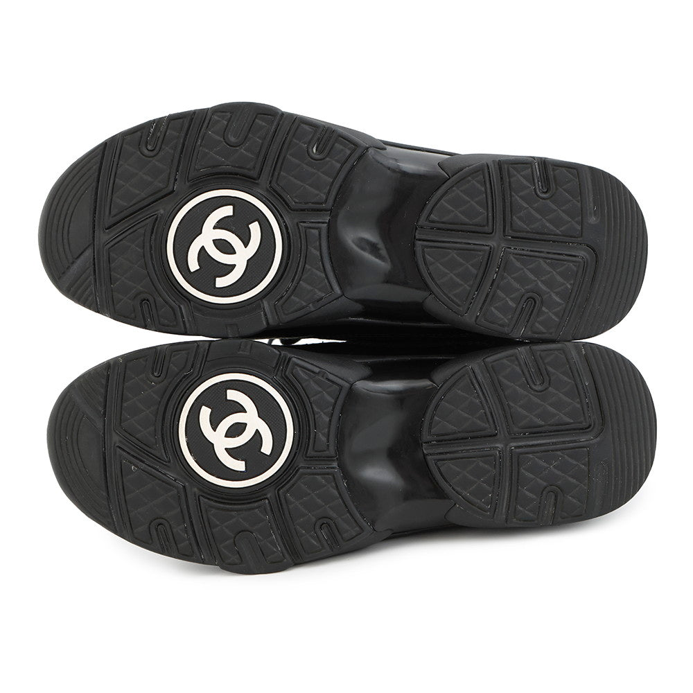 CHANEL CC Logo Sneakers Black/WhiteG38299 Leather Mesh Suede Size 37