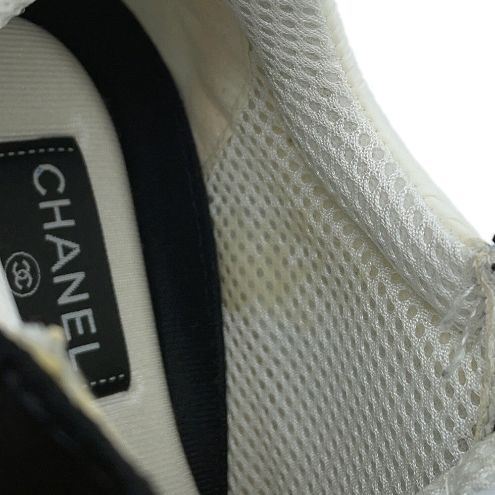 CHANEL CC Logo Sneakers Black/WhiteG38299 Leather Mesh Suede Size 37