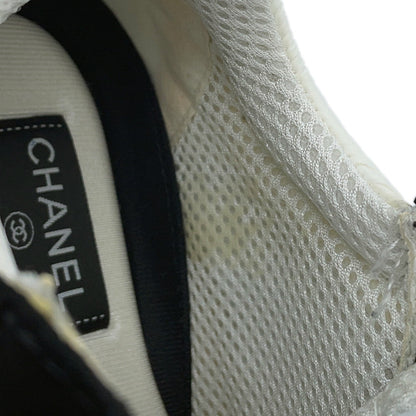 CHANEL CC Logo Sneakers Black/WhiteG38299 Leather Mesh Suede Size 37