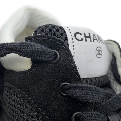 CHANEL CC Logo Sneakers Black/WhiteG38299 Leather Mesh Suede Size 37