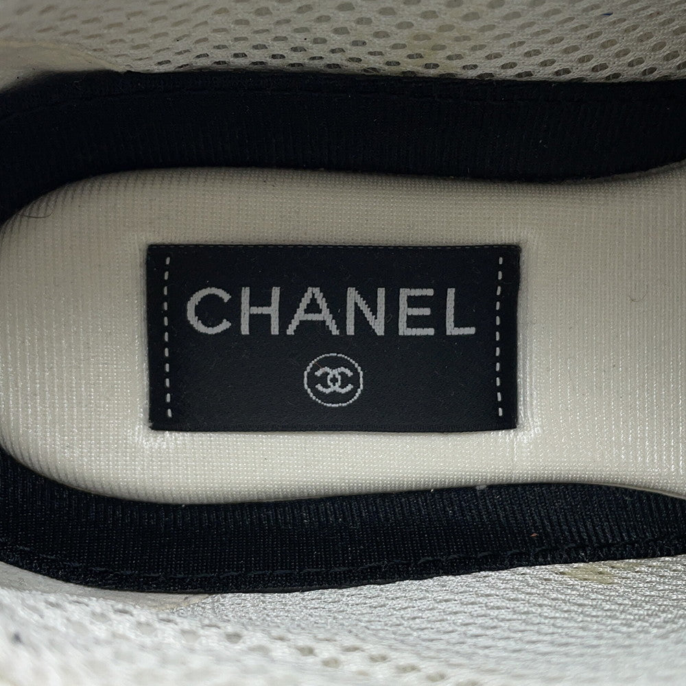 CHANEL CC Logo Sneakers Black/WhiteG38299 Leather Mesh Suede Size 37