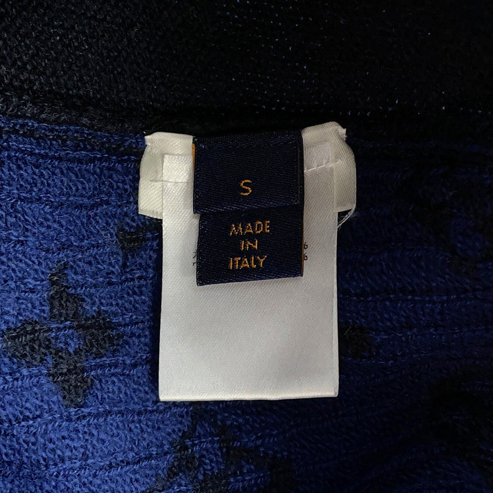 LOUIS VUITTON Half and Half Monogram Sweater Size S Navy Cashmere99% Wool 1%