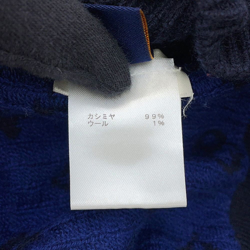 LOUIS VUITTON Half and Half Monogram Sweater Size S Navy Cashmere99% Wool 1%