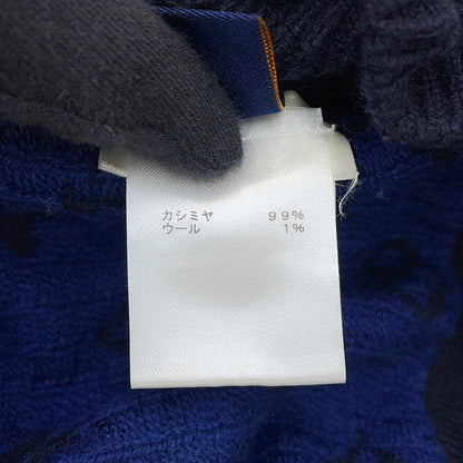 LOUIS VUITTON Half and Half Monogram Sweater Size S Navy Cashmere99% Wool 1%