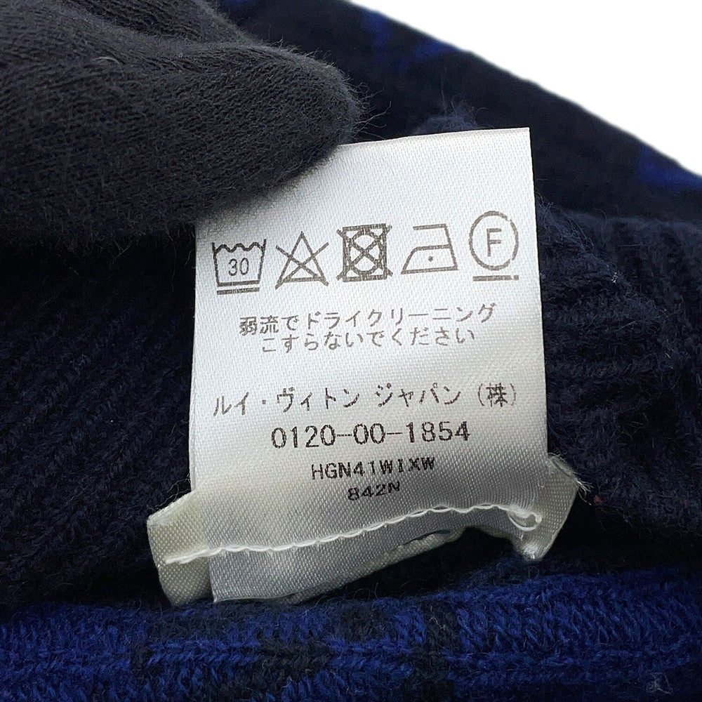 LOUIS VUITTON Half and Half Monogram Sweater Size S Navy Cashmere99% Wool 1%