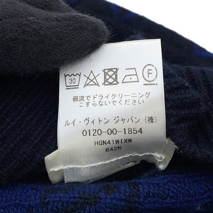LOUIS VUITTON Half and Half Monogram Sweater Size S Navy Cashmere99% Wool 1%