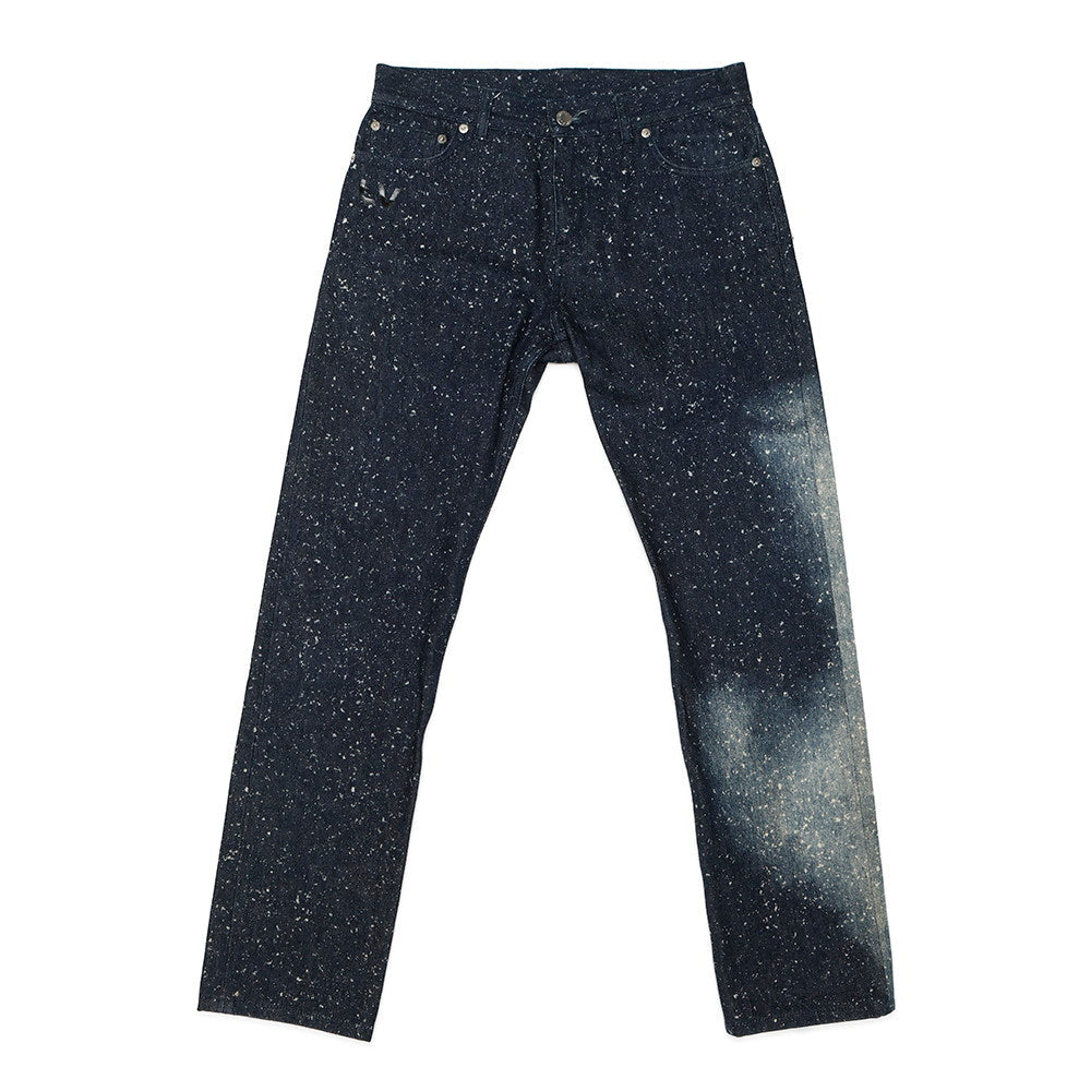LOUIS VUITTON Galaxy Denim Pants Size 28 Navy Cotton100% Leather
