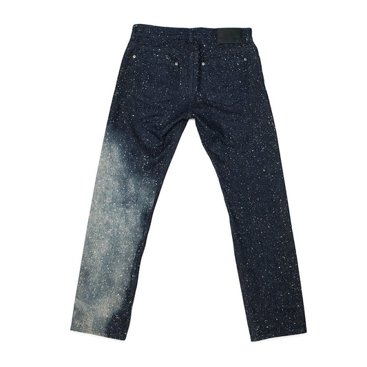 LOUIS VUITTON Galaxy Denim Pants Size 28 Navy Cotton100% Leather