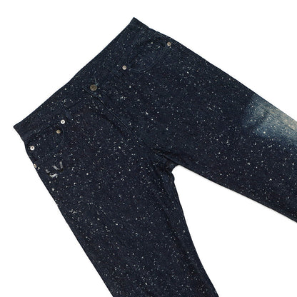 LOUIS VUITTON Galaxy Denim Pants Size 28 Navy Cotton100% Leather
