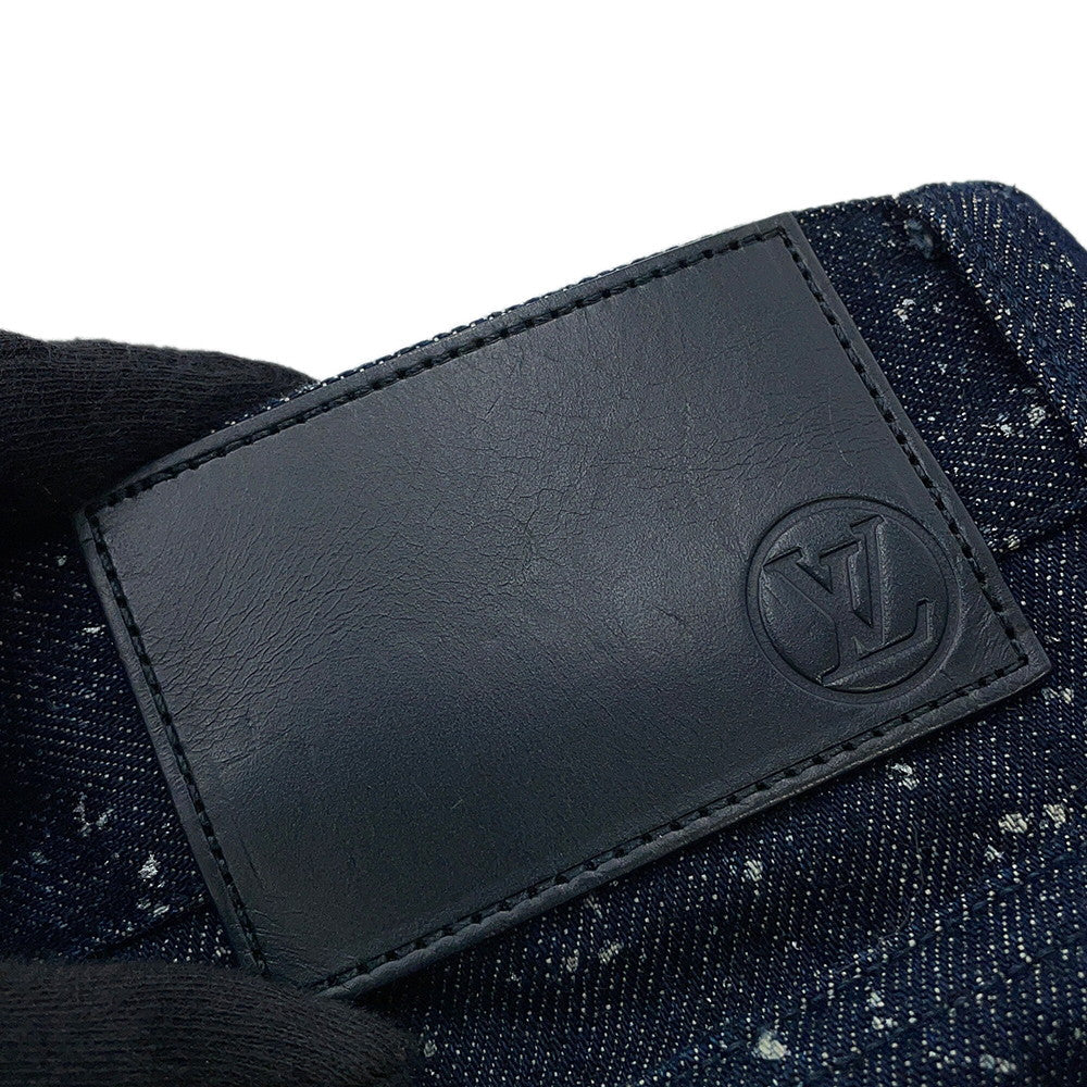 LOUIS VUITTON Galaxy Denim Pants Size 28 Navy Cotton100% Leather