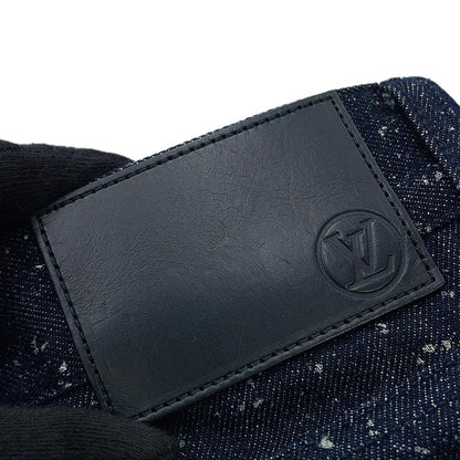 LOUIS VUITTON Galaxy Denim Pants Size 28 Navy Cotton100% Leather
