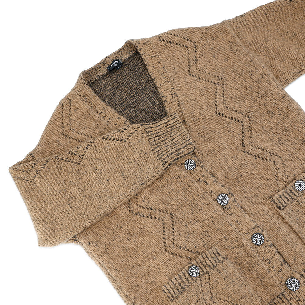 CHANEL cardigan Size 38 BrownP72908 Wool74% Cashmere20% Silk5% Nylon1% Rhinestone
