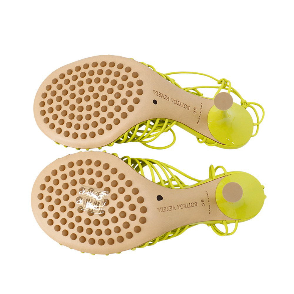 Bottega Veneta Dot Lace-Up Sandals Lime696242 Leather Size 36
